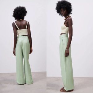 Zara High-Waist Wide Leg Pants - Seafoam Green - Sz L